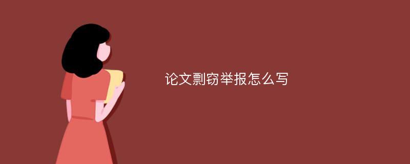 论文剽窃举报怎么写